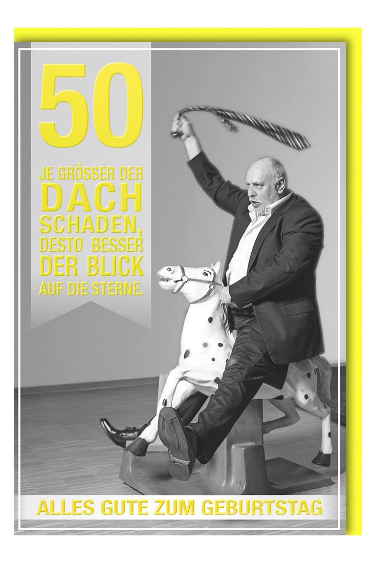 50.Geburtstagskarte lustig- Mann auf Schaukelpferd
