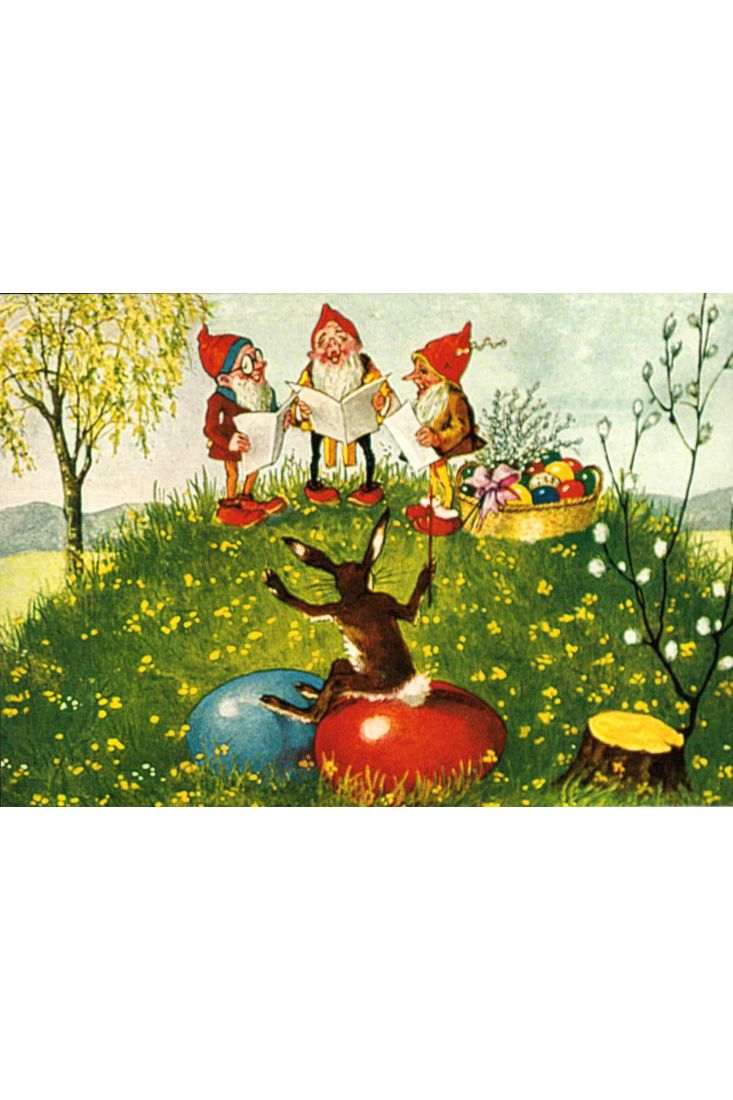 Osterkarte Osterhase und Zwerge: Vintage /SI125