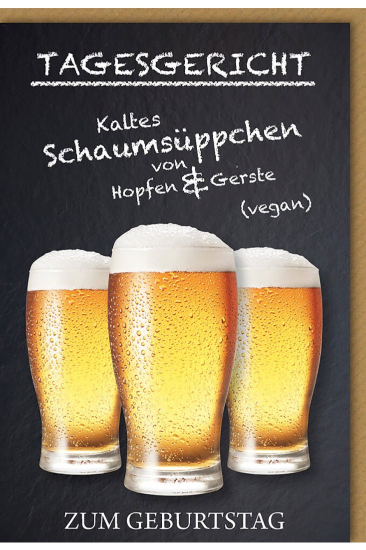 Geburtstagskarte für Männer drei Biergläser, Schaumsüppchen