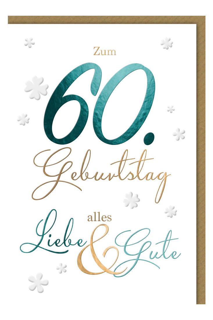 Geburtstagskarte 60 Geburtstag Schreibschrift Kleeblätter hochwertig