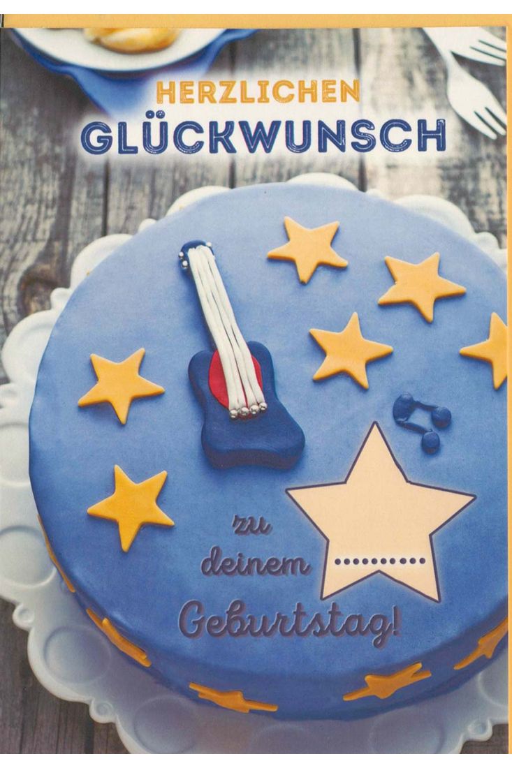 Geburtstagskarte mit Gitarre blau