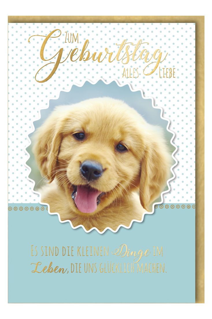 Geburtstagskarte Spruch Golden Retriever Welpe