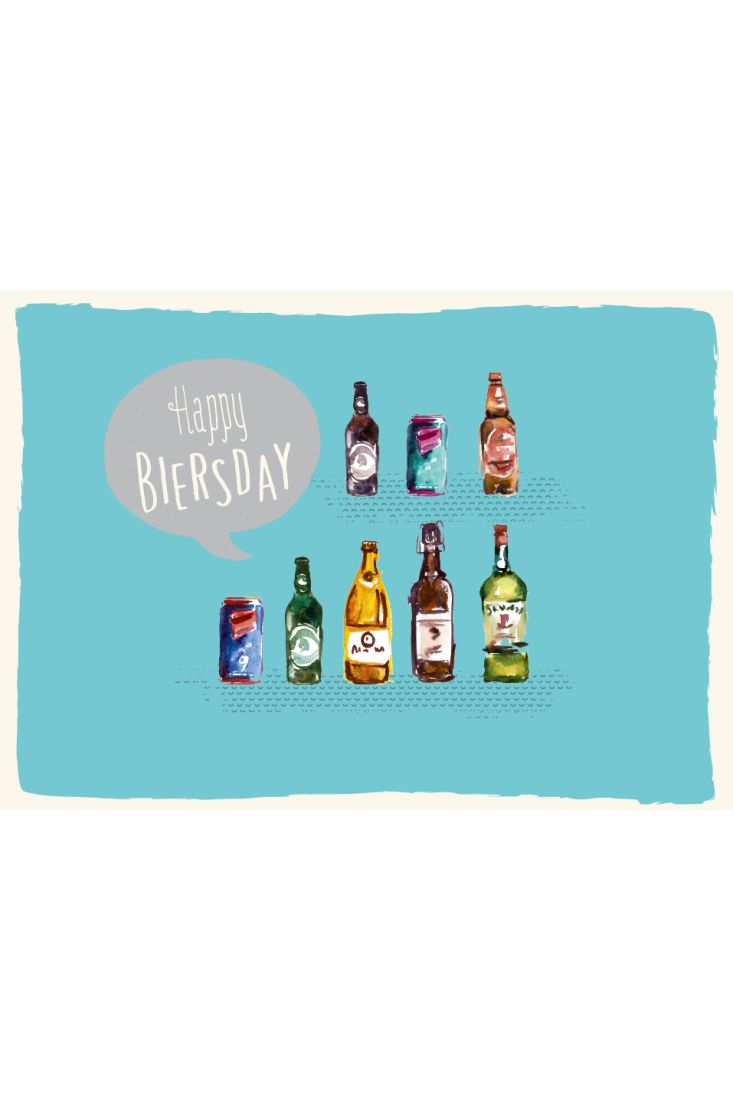 Geburtstagspostkarte lustig Happy Biersday