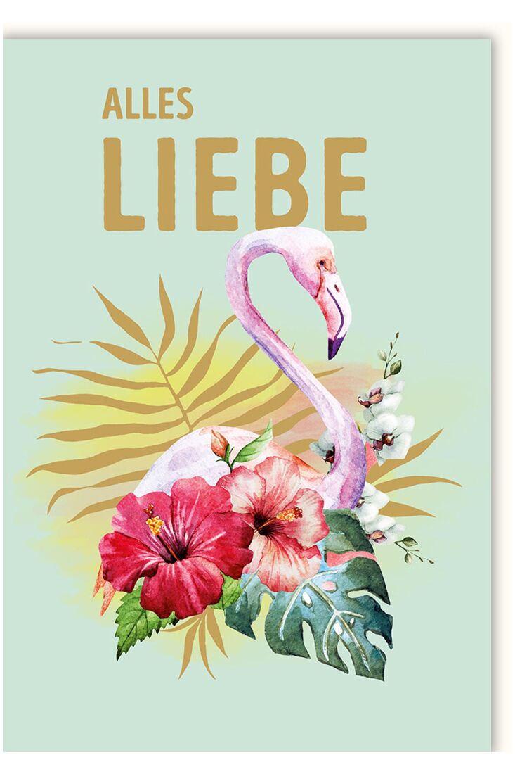 Grußkarte Illustration Flamingo Alles Liebe