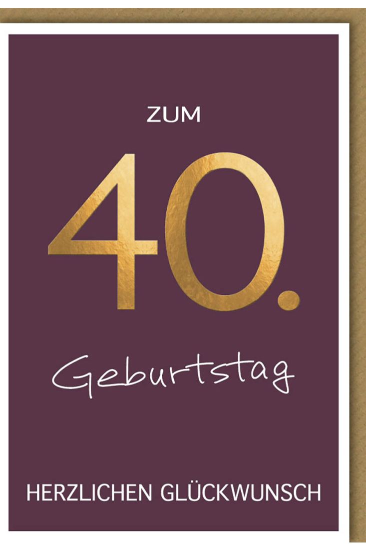 Geburtstagskarte 40. Jahre Zahl mit Herzlichen Glückwunsch