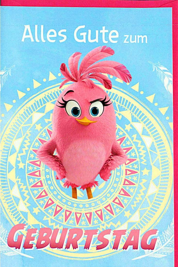 Geburtstagskarten für Kinder Angry Birds, Vogel rosa