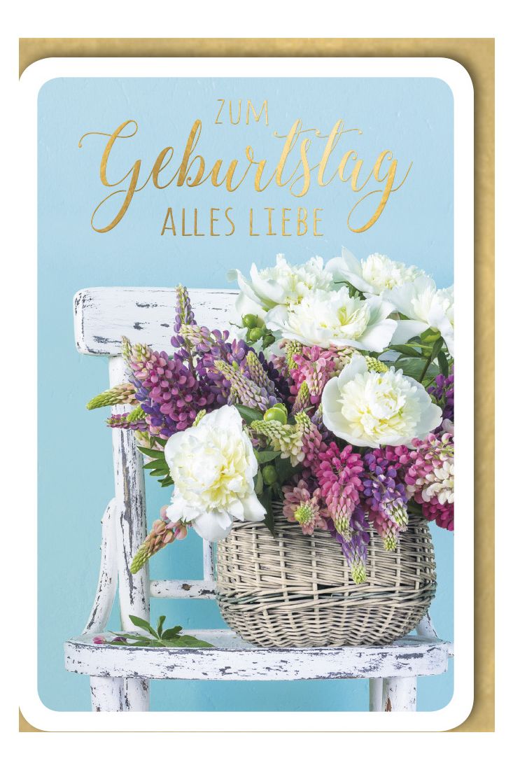 Geburtstagskarte - Pfingstrosen im Korb