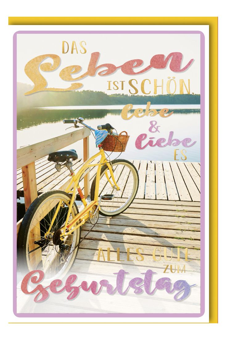 Geburtstagskarte Spruch Fahrrad am Steg