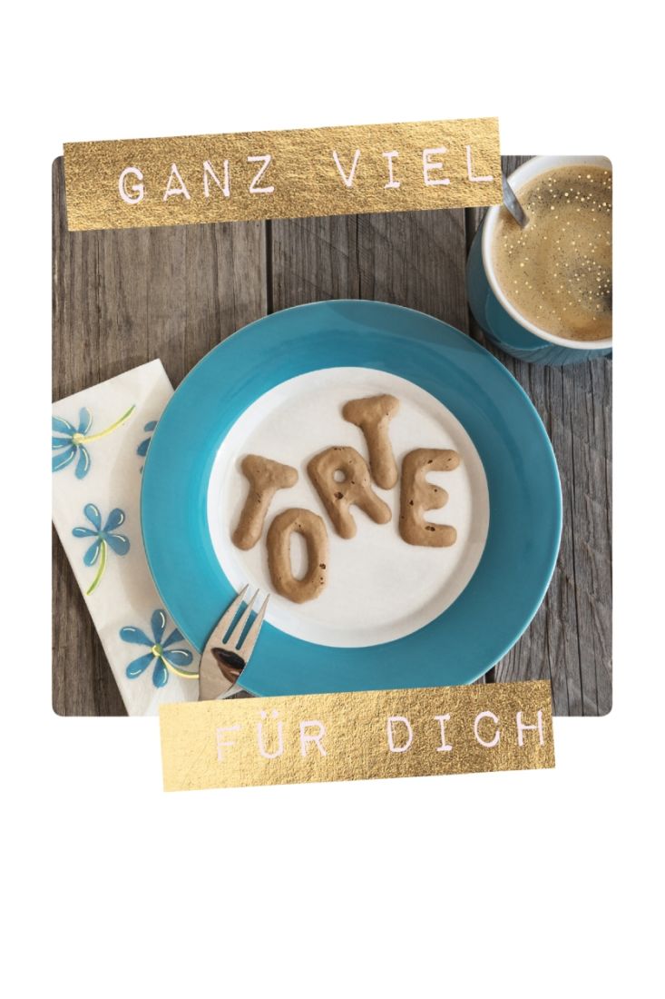 Postkarte Spruch Geburtstag Ganz viel Torte für Dich