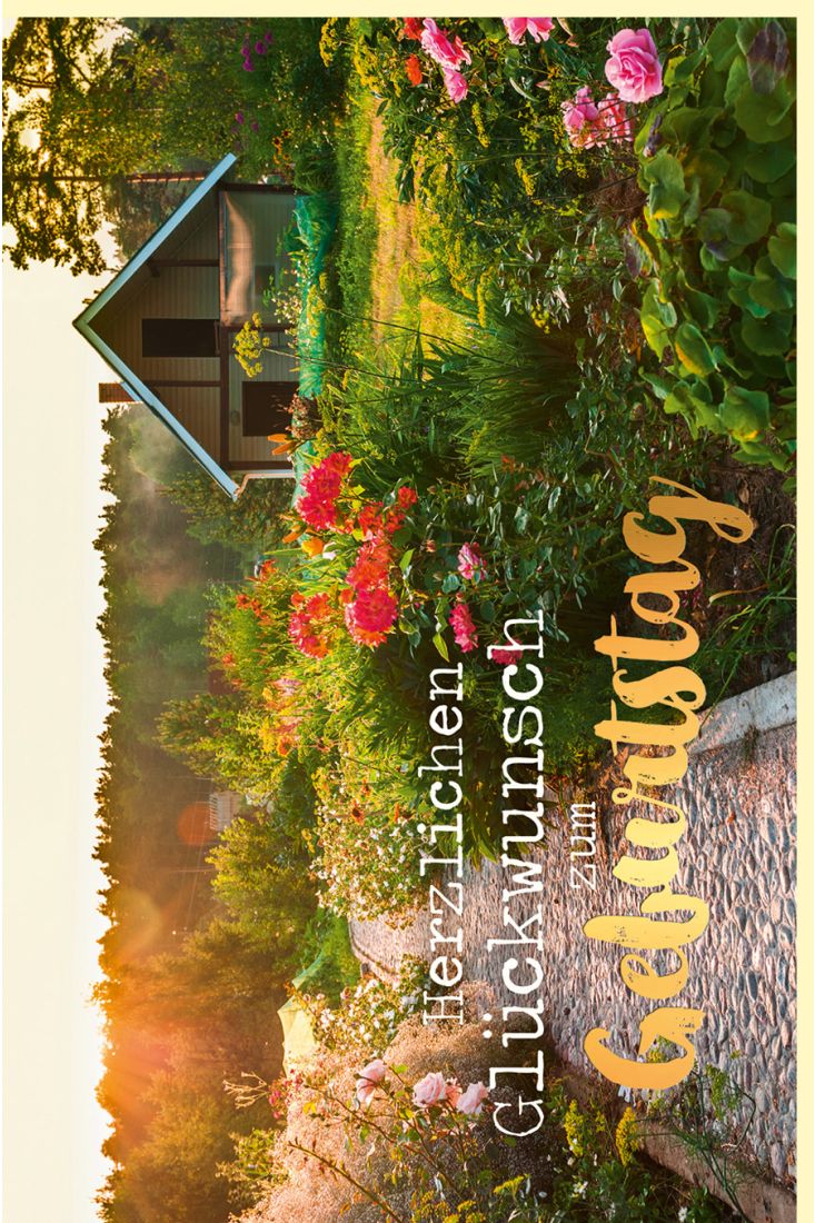 Geburtstagskarte Naturfreunde Garten, mit Goldfolie