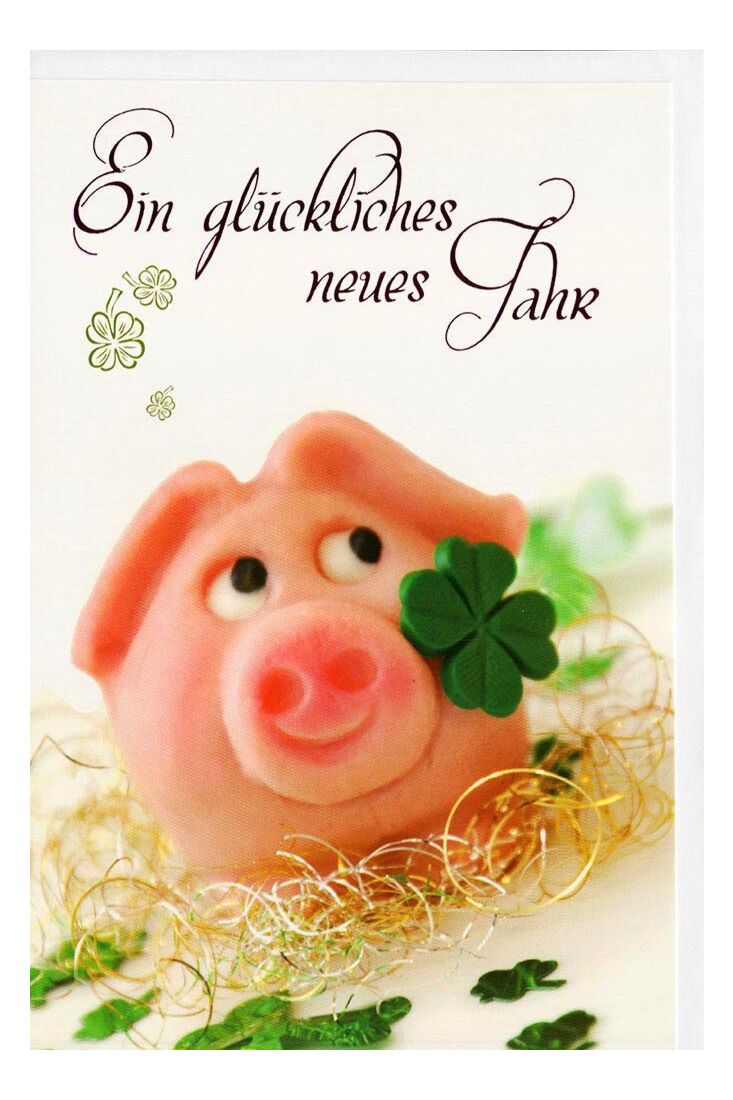 Neujahrskarten Grußkarten Neujahr Schwein Kleeblatt