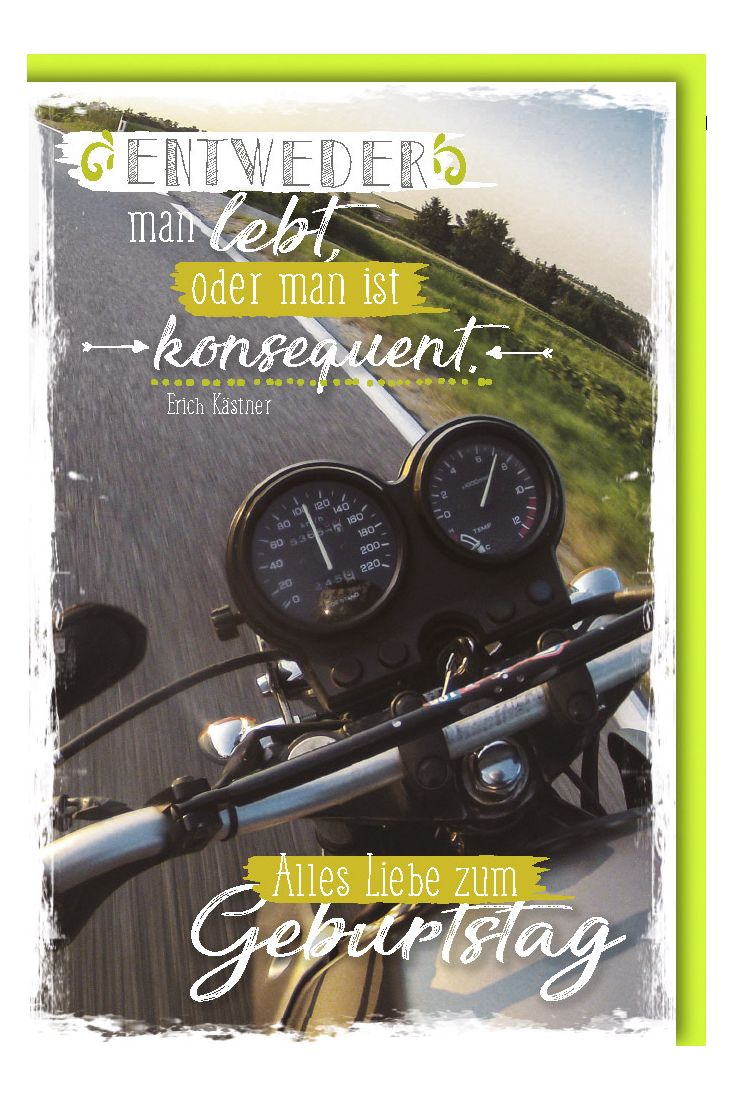 Geburtstagskarte für Männer Motorradtacho