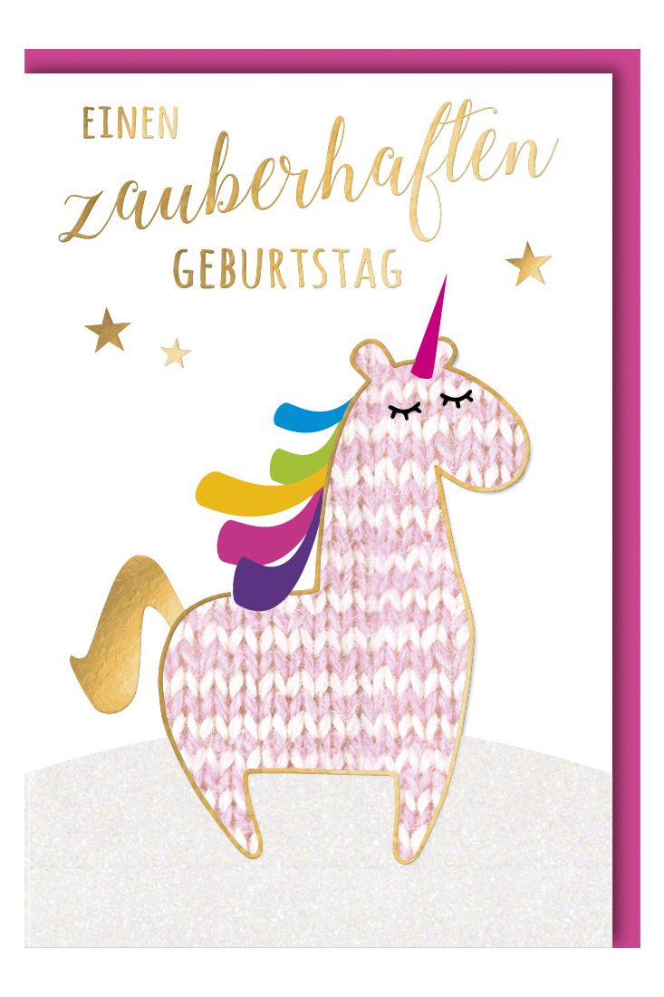 Geburtstagskarte niedlich Einhorn Einen zauberhaften Geburtstag