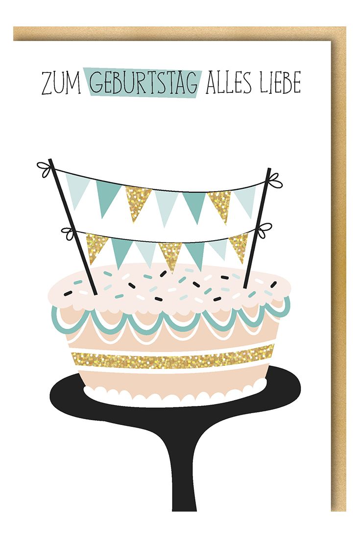 Geburtstagskarte Glückwünsche Illustration niedlich Torte