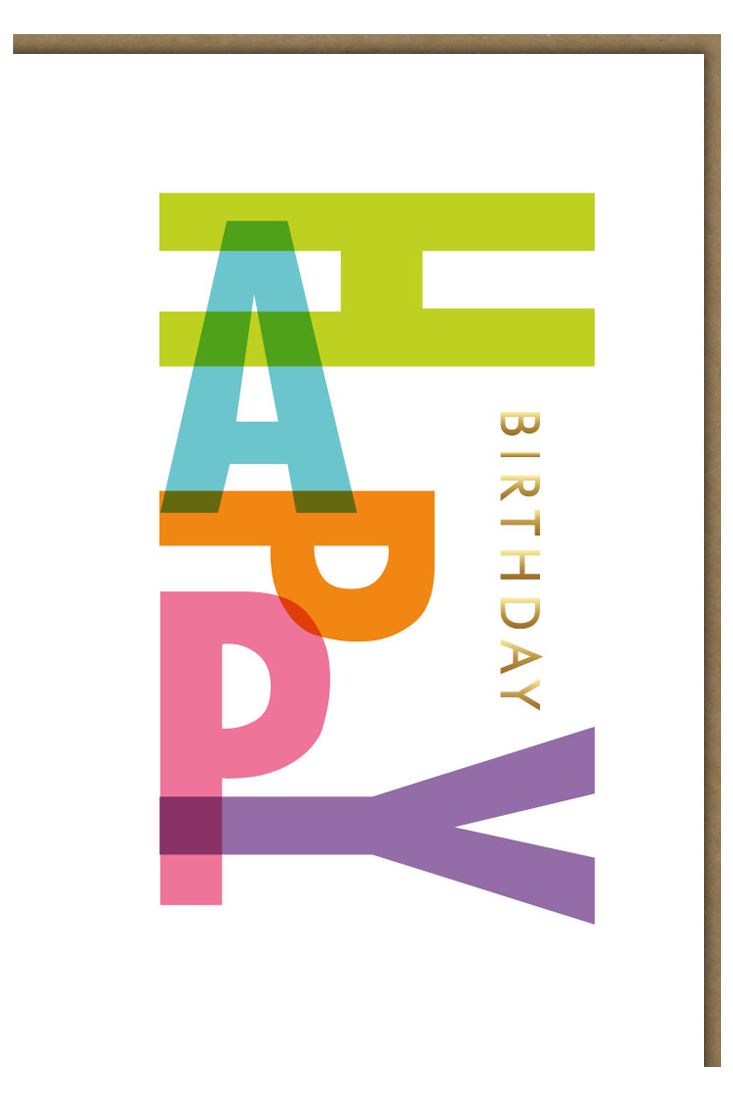 Geburtstagskarte Buchstaben hoch und quer Happy Birthday