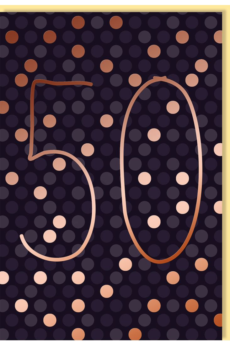 Geburtstagskarte 50 Jahre schön Schriftkarte, mit roségoldener Metallicfolie