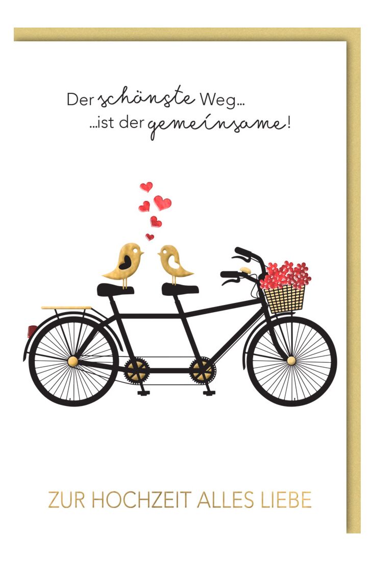 Hochzeitskarte premium originell Tandem-Fahrrad
