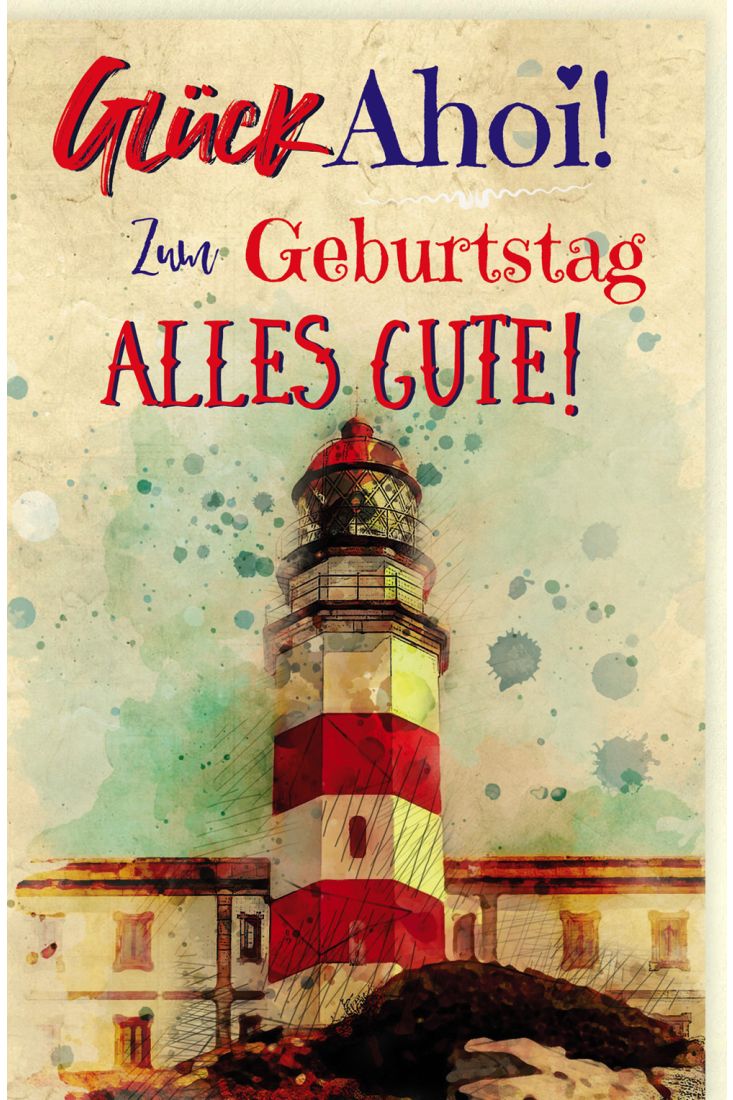 Glückwunschkarte GeburtstagLeuchtturm
