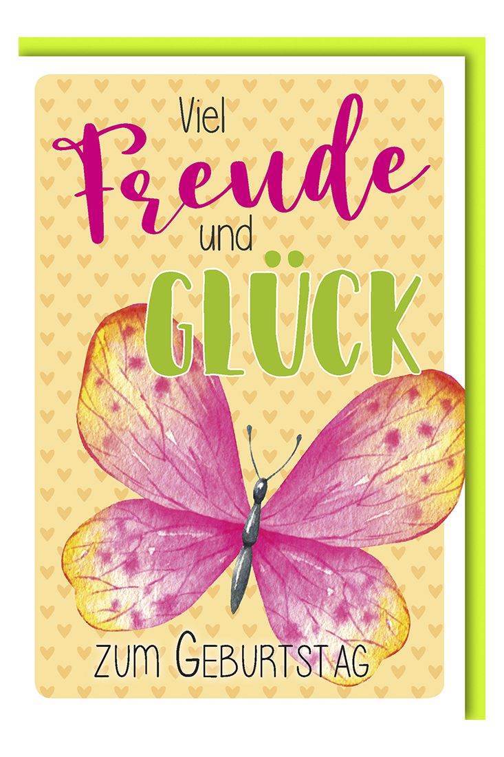 Geburtstagskarte Naturkarton Schmetterling Viel Freude und Glück
