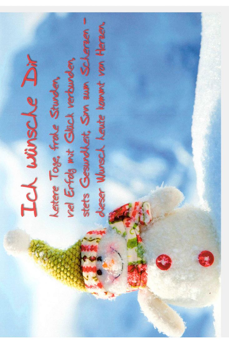Weihnachtskarte Schneemann Himmel Spruch Ich wünsche dir heitere Tage