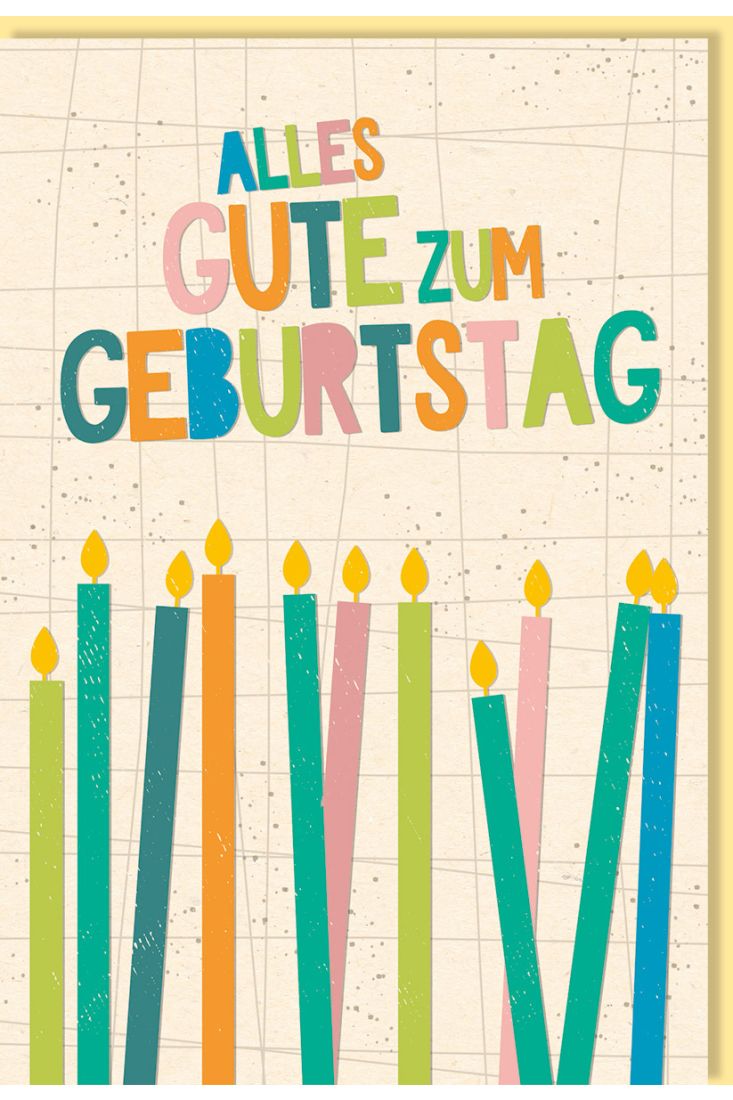 Glückwunschkarte Geburtstag Brennende Kerzen, Zuckerrohrpapier