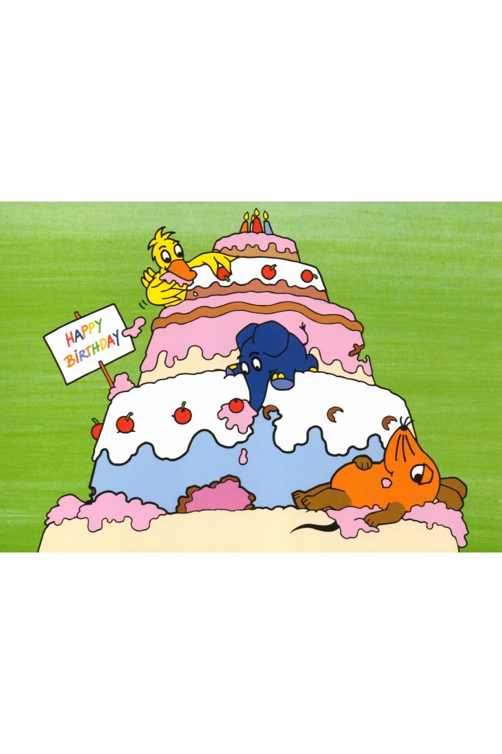 Maus-Postkarte Geburtstag Torte