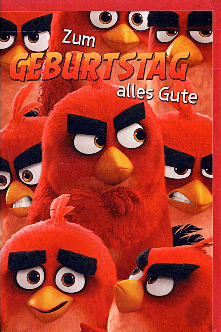 Kindergeburtstagskarte Angry Birds, sechs Vögel, rot