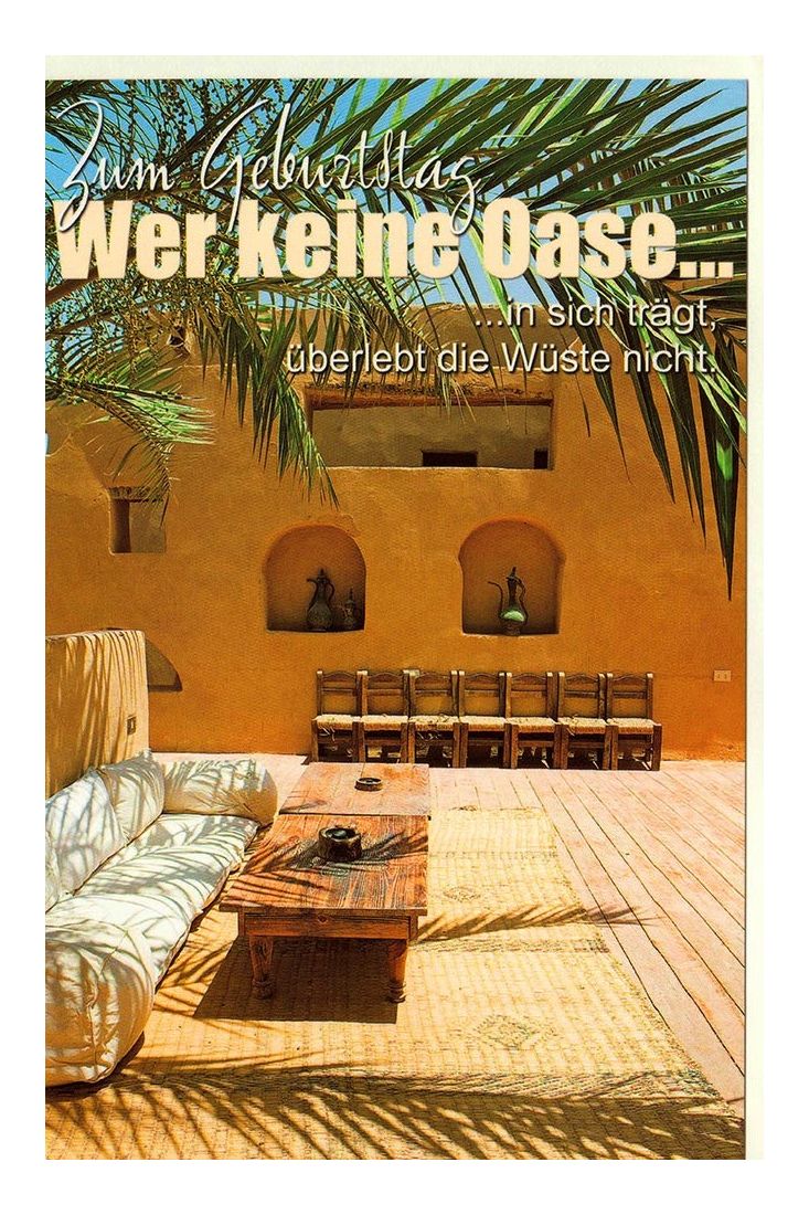 Geburtstagskarte Oase Wüse Pause