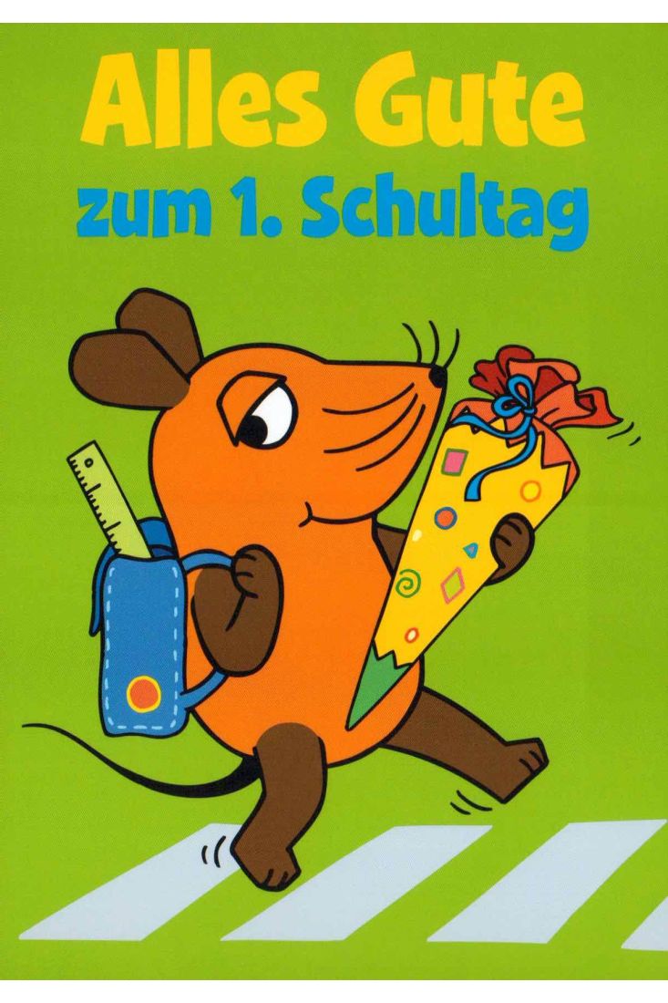 Maus-Postkarte Alles Gute zum 1. Schultag