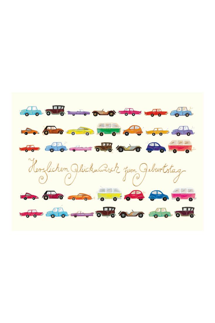 Postkarte Geburtstag Autos Herzlichen Glückwunsch