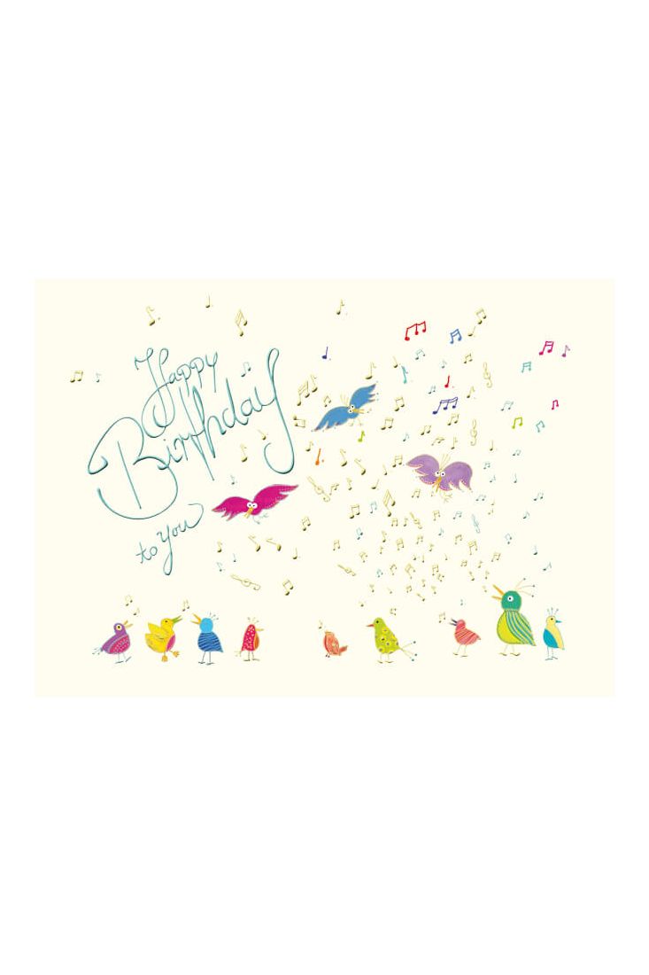 Postkarte Geburtstag Vögel singen Happy Birthday