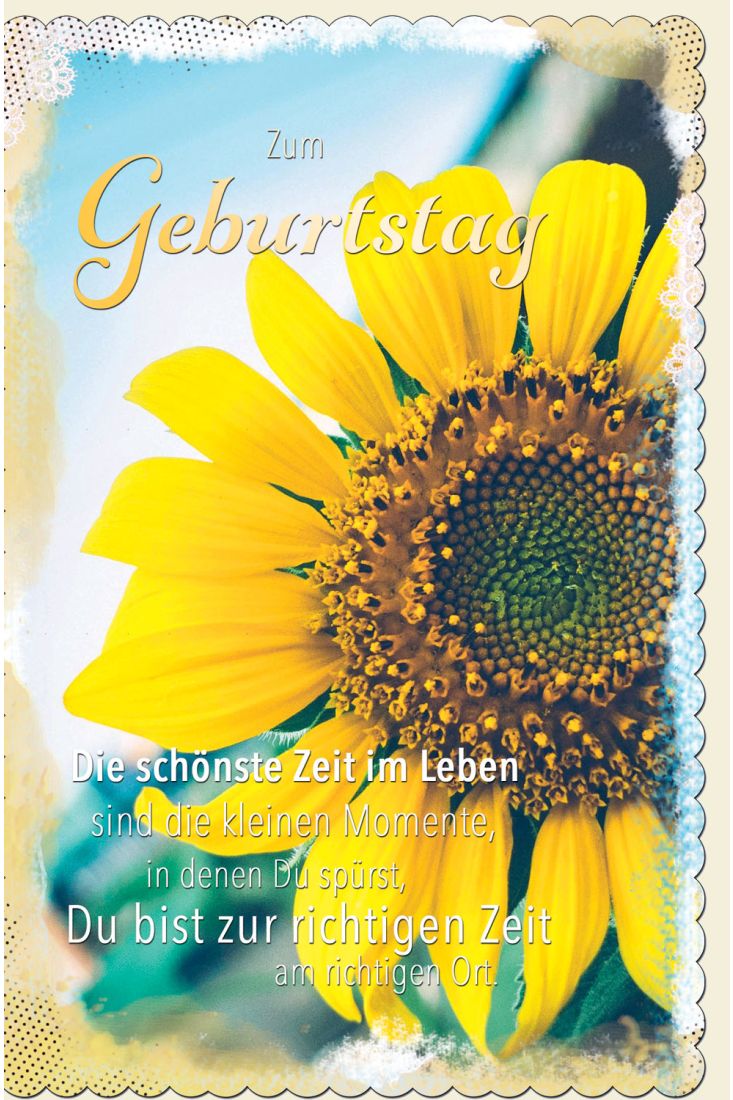 Glückwunschkarte Geburtstag Sonnenblume, gestanzt, welliger Rand