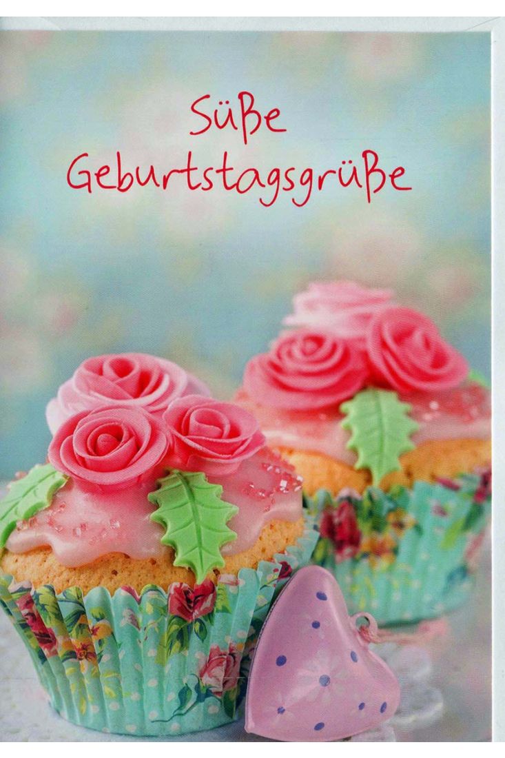 Geburtstagskarte Foto: Cupcakes mit Rosen