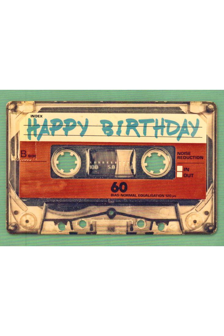 Postkarte Geburtstag Kassette Happy Birthday