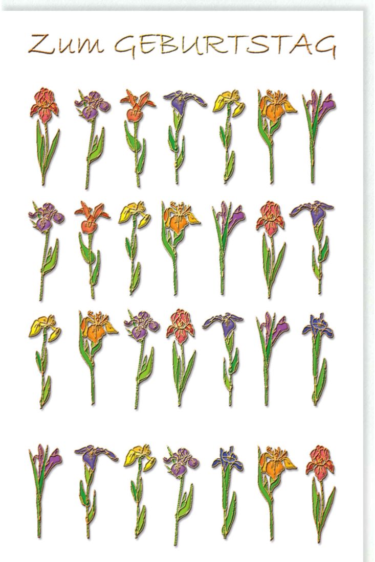 Glückwunschkarte Geburtstag Blumen mit Goldfolie
