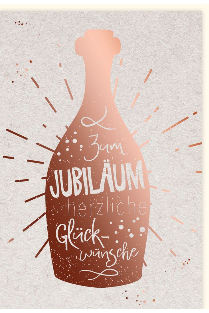 Karte Jubiläum Illustration Flasche farbige Metallicfolie