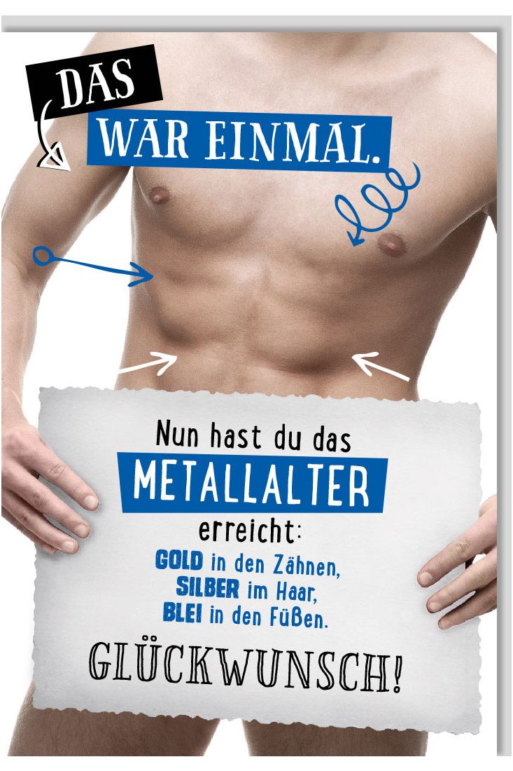 Geburtstagskarte Sixpack Mann lustig Spruch Das war einmal