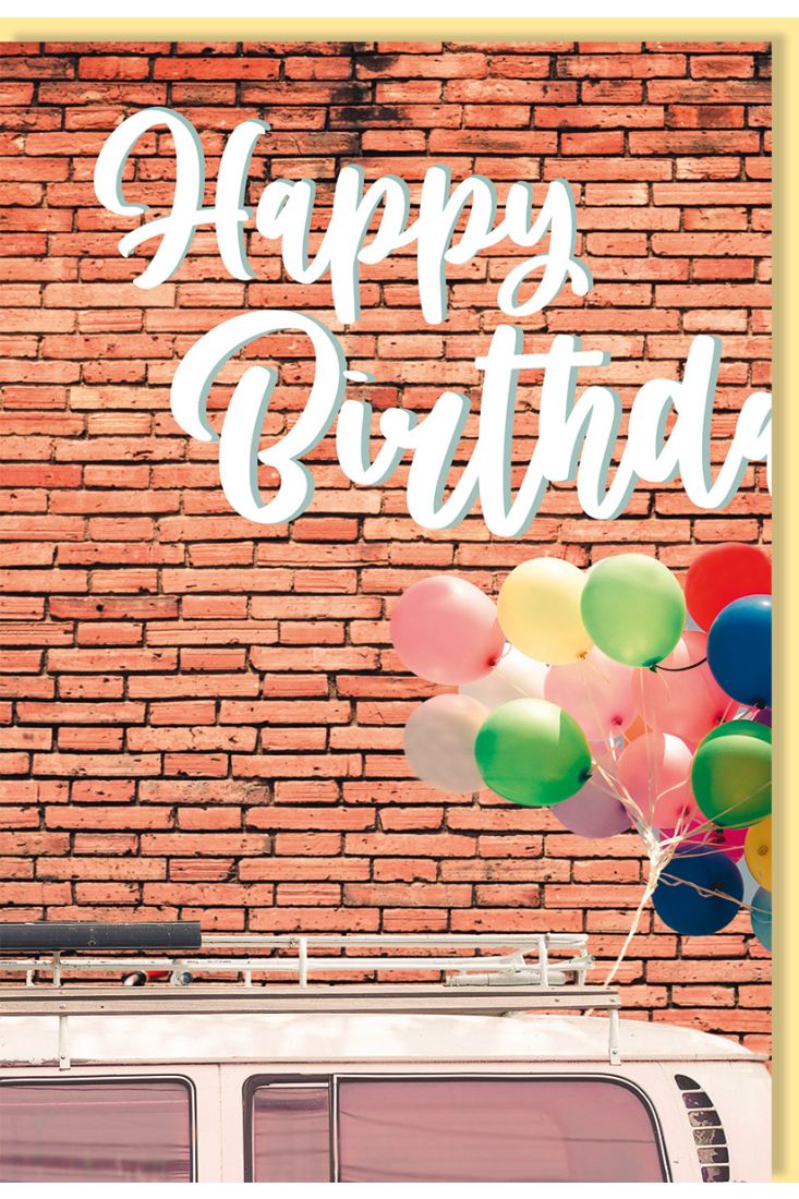Glückwunschkarte Geburtstag Happy Birthday Motiv Bulli Luftballons