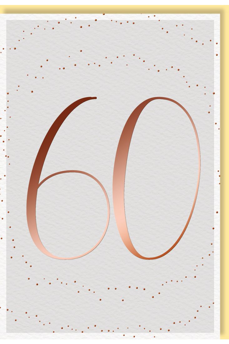 Geburtstagskarte zum 60. Jubiläum mit eleganter Folienprägung auf Naturkarton und feinem Punktmuster