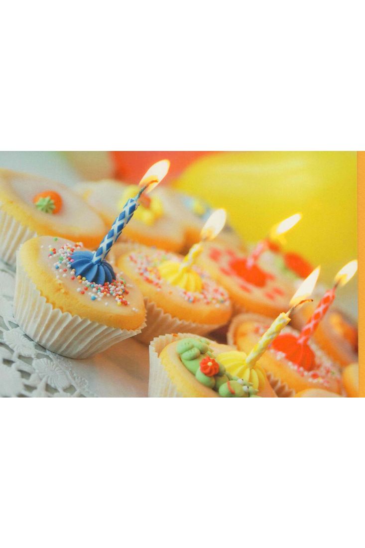 Geburtstagskarte ohne Text: Cupcakes mit Kerzen