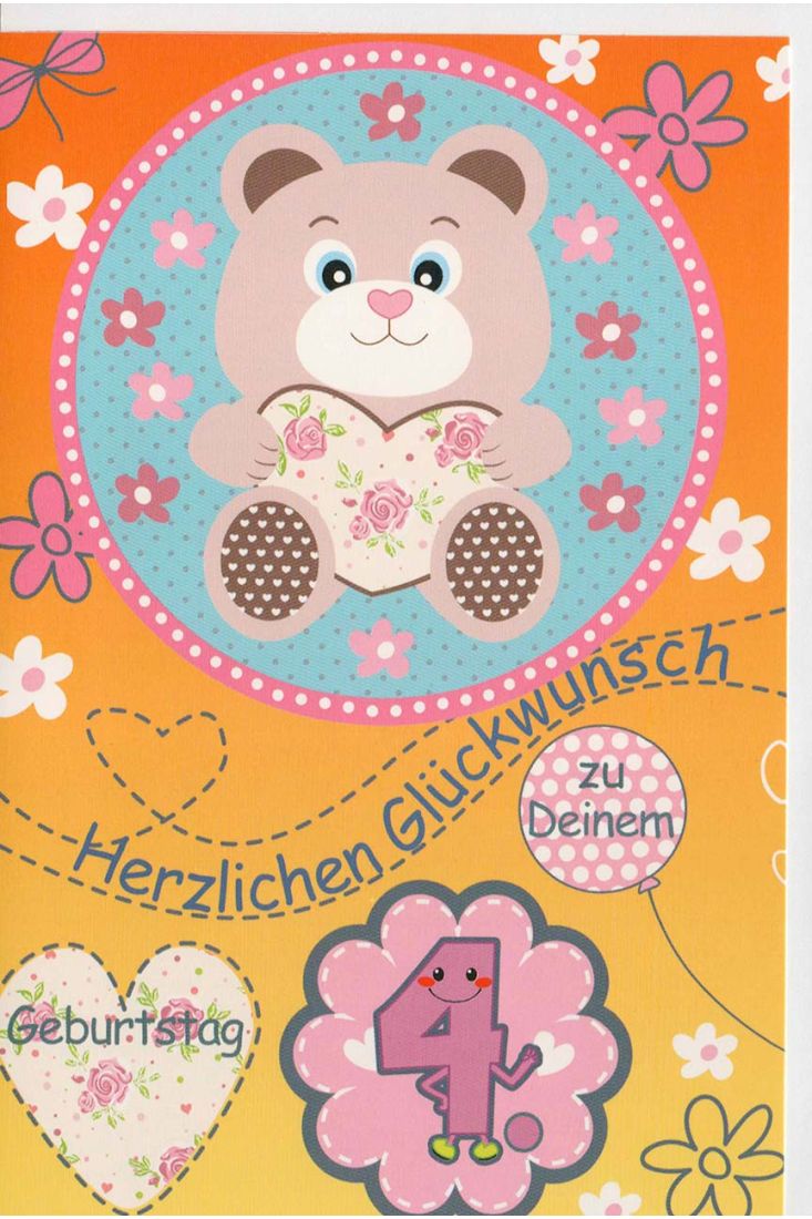 Glückwunschkarte 4 Geburtstag Herzlichen Glückwunsch