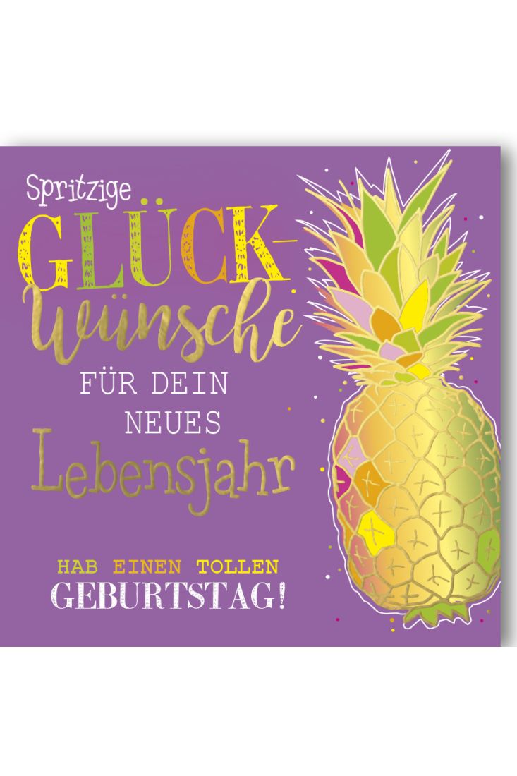 Geburtstagskarte quadratisch Ananas