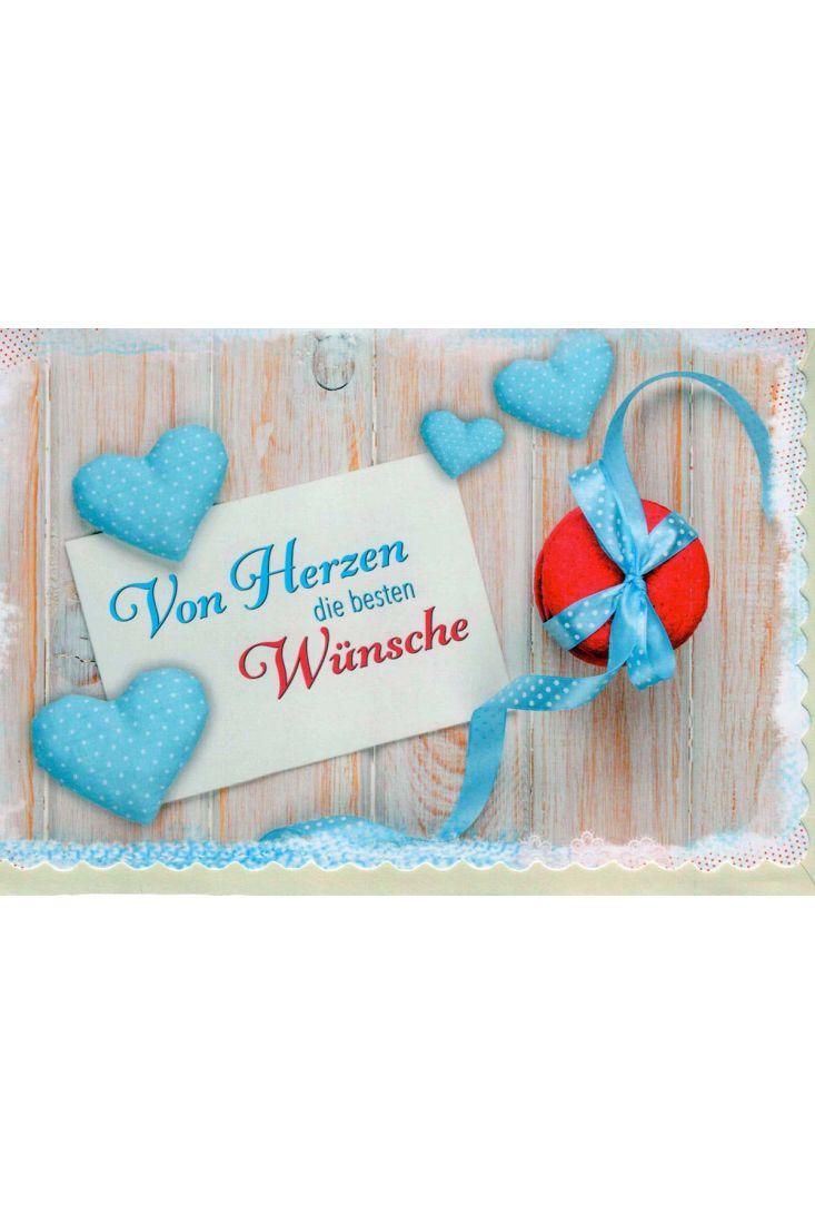 Geburtstagskarte: blaue Herzen