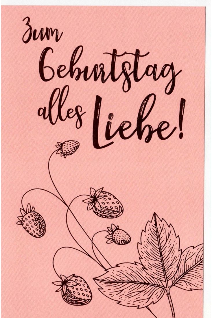 Geburtstagskarte Beeren und Blätter, Naturkarton, mit weinroter Metallicfolie