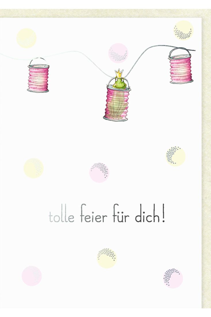 Geburtstagskarte Frosch mit Lampions tolle Feier für dich