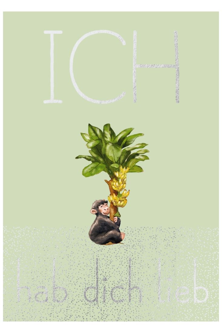 Postkarte Spruch Liebe Humor Schimpanse - Ich hab Dich lieb