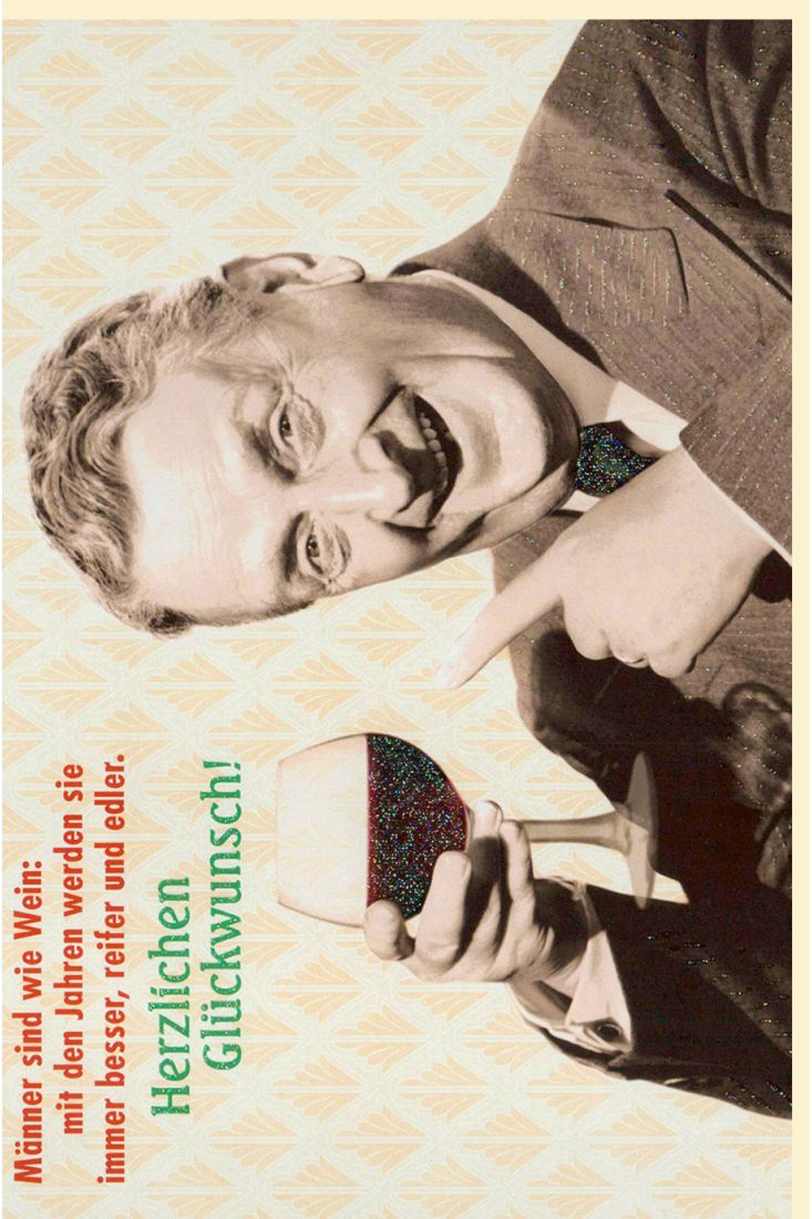 Geburtstagskarte retro Männer Spruch Wein