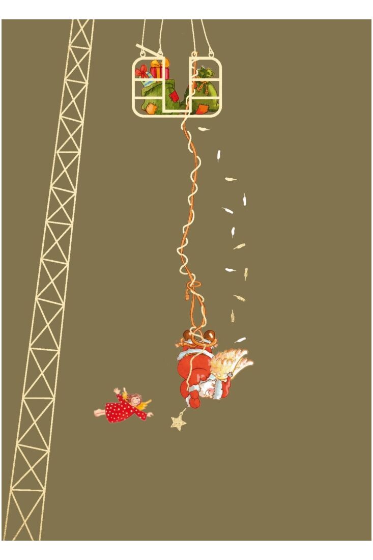 Weihnachtspostkarte Bungee-Engel Santa