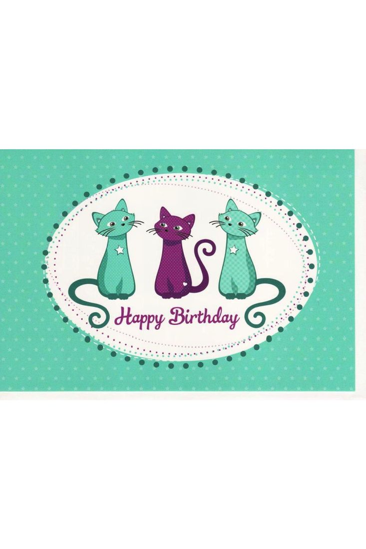 Glückwunschkarten Geburtstag Karte zum Geburtstag drei Katzen türkis