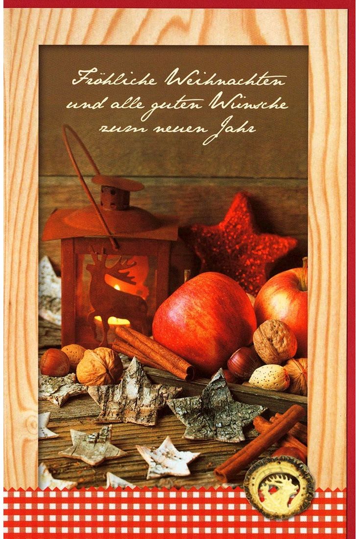 Weihnachtskarte hochformat Foto Äpfel Nüsse